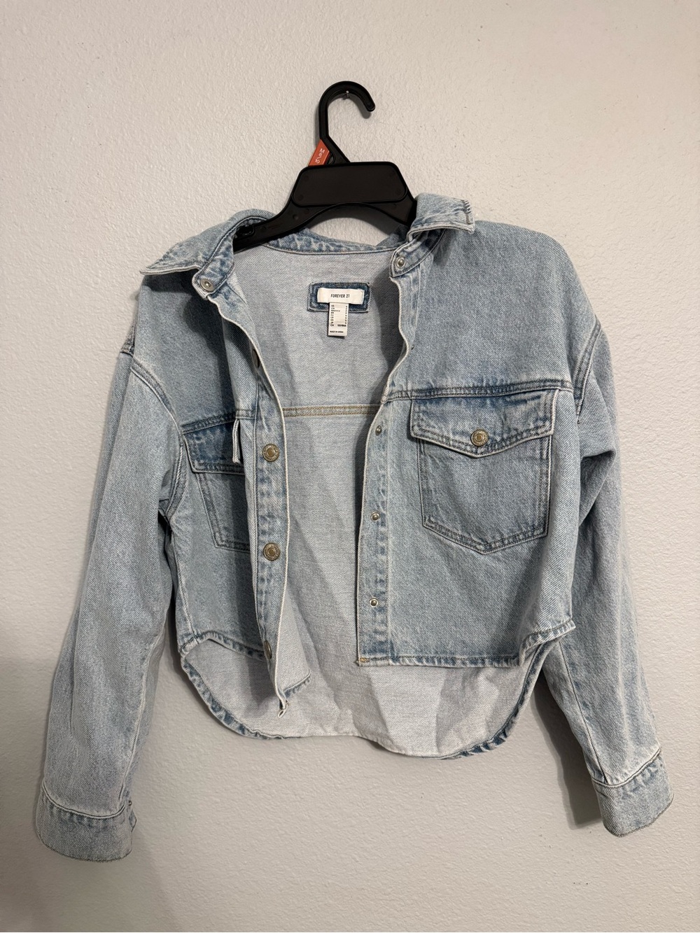 Forever 21 Light Blue Cropped Denim Jacket